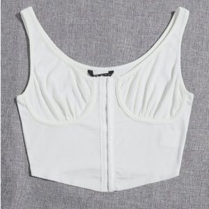 White Corset-Style Crop Top